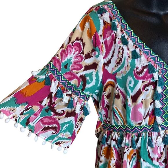 Anany maxi dress colorful bohemian embroidered tassel Resortwear maxi dress med - Picture 5 of 10